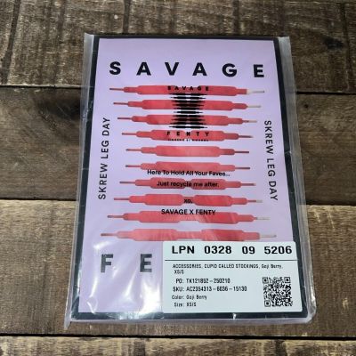 ?? Savage X Fenty Women's Black Skrew Leg Day Stockings Goji Berry XS/S NEW ??